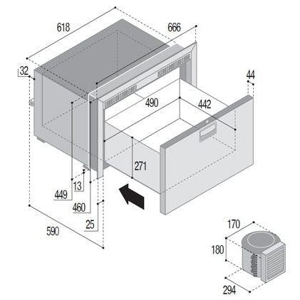 Vitrifrigo DW70RFX Single Drawer 70 Litre Fridge Stainless Steel - 034784 - DC Fridge