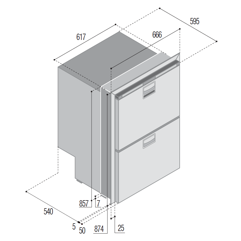 Vitrifrigo DRW180A 2-Drawer 150 Litre Fridge Freezer 12/24/240V - Stainless Steel 050746 044961 - DC Fridge