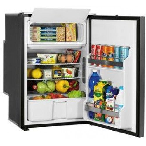 Isotherm Freeline 115 Elegance - 115L Marine and RV Fridge/Freezer - 12 or 24 Volt - Right or Left Hand Opening Silver Door - Central Handle (EL115SDC) - DC Fridge