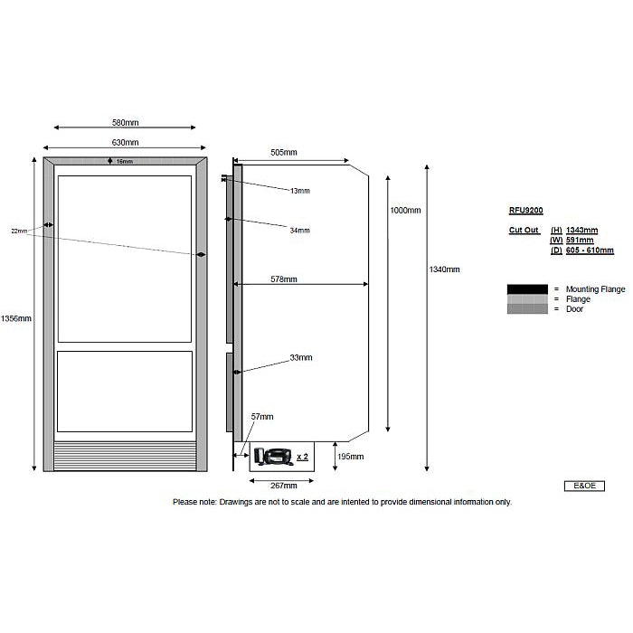 Nova Kool RFU9200 12-24 Volt - 258 Litre - Upright Two Door Fridge/Freezer - DUAL Danfoss BD35F Compressor - Independant Thermostatic Control (RFU9200) - DC Fridge