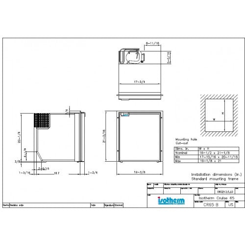 Isotherm CR65 Cruise Grey Line Fridge/Freezer - 12 or 24 Volt - 61L Marine Fridge with 4L Freezer - Grey Door - 381673 (C065RBABG11111AA) - DC Fridge