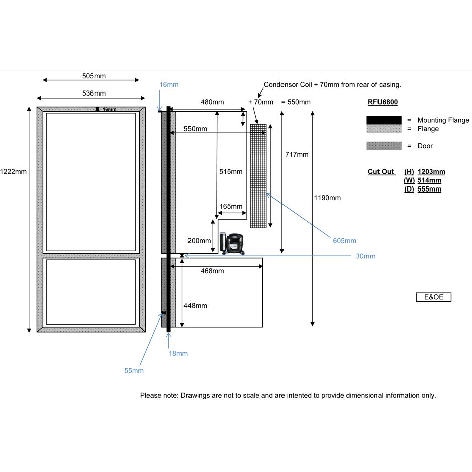 Nova Kool RFU6809 12-24 Volt - 173L - Upright Marine Fridge/Freezer - Danfoss BD50F Compressor - Suitable for Boats, Caravans, Motorhomes and RVs (RFU6809) - DC Fridge